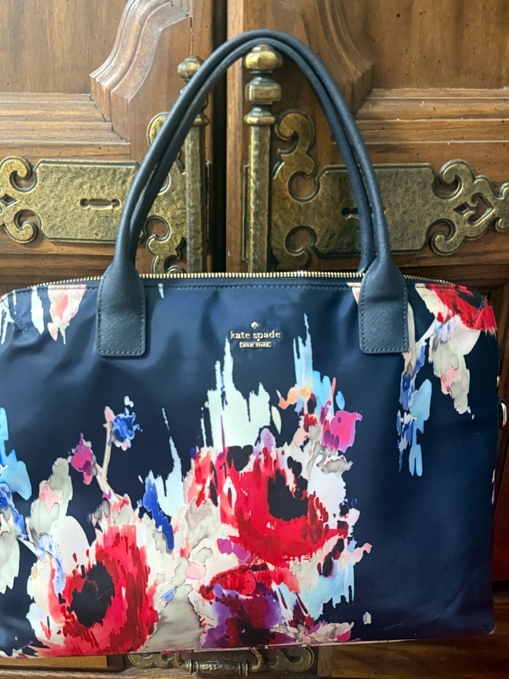 kate spade Navy Floral Tote with Multicolor Abstract Bloom